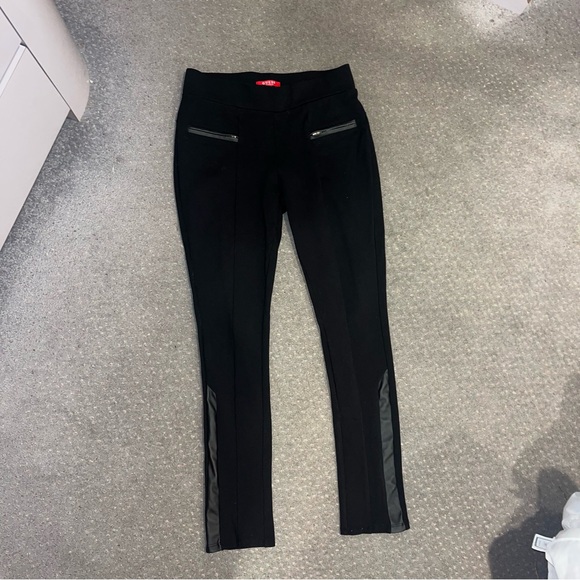 GUESS Black Leather Accent Work Pants - Picture 3 of 8